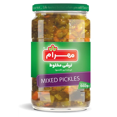 ترشی مخلوط شیشه ای مهرام 660 گرمی