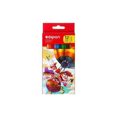 بسته مداد رنگی 12تایی مقوایی الیپون