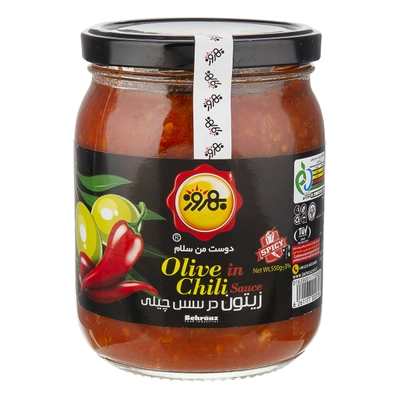 زیتون در سس چیلی بهروز 550 گرم 