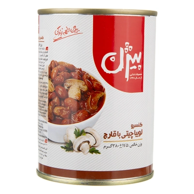 کنسرو لوبیا چیتی با قارچ بیژن 380 گرم 