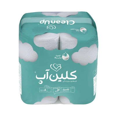 دستمال توالت 8 رول طرح ابر کلین آپ