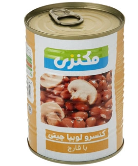 کنسرو لوبیا چیتی با قارچ مکنزی 380 گرم