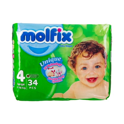 پوشک بچه سه بعدی سایز 4 بزرگ مولفیکس 34 عددی