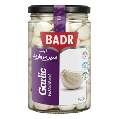 ترشی سیر سفید بدر 650 گرمی