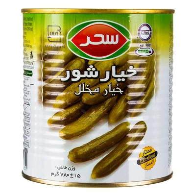 خیار شور ممتاز قوطی سحر 780 گرم 
