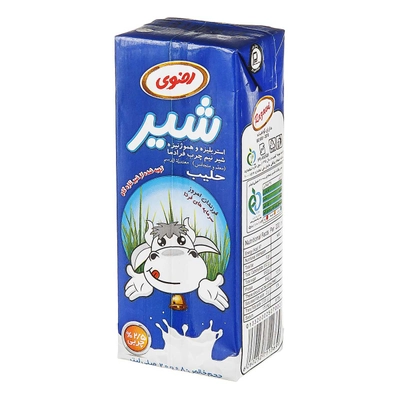 شیر استریل پایه بلند 2.5 درصد رضویی 200 سی سی 